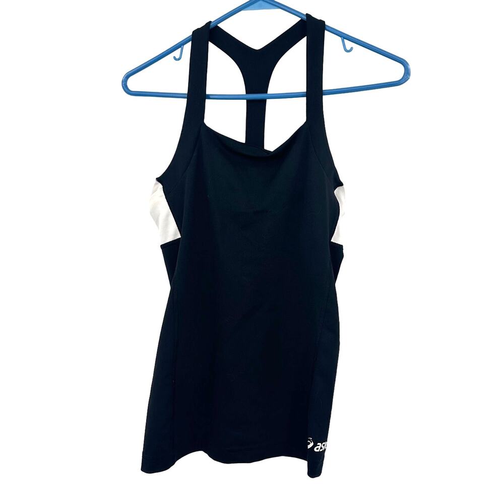 Asics Size Small Tank Black White Racerback Activewear Gym Running Athleticwear